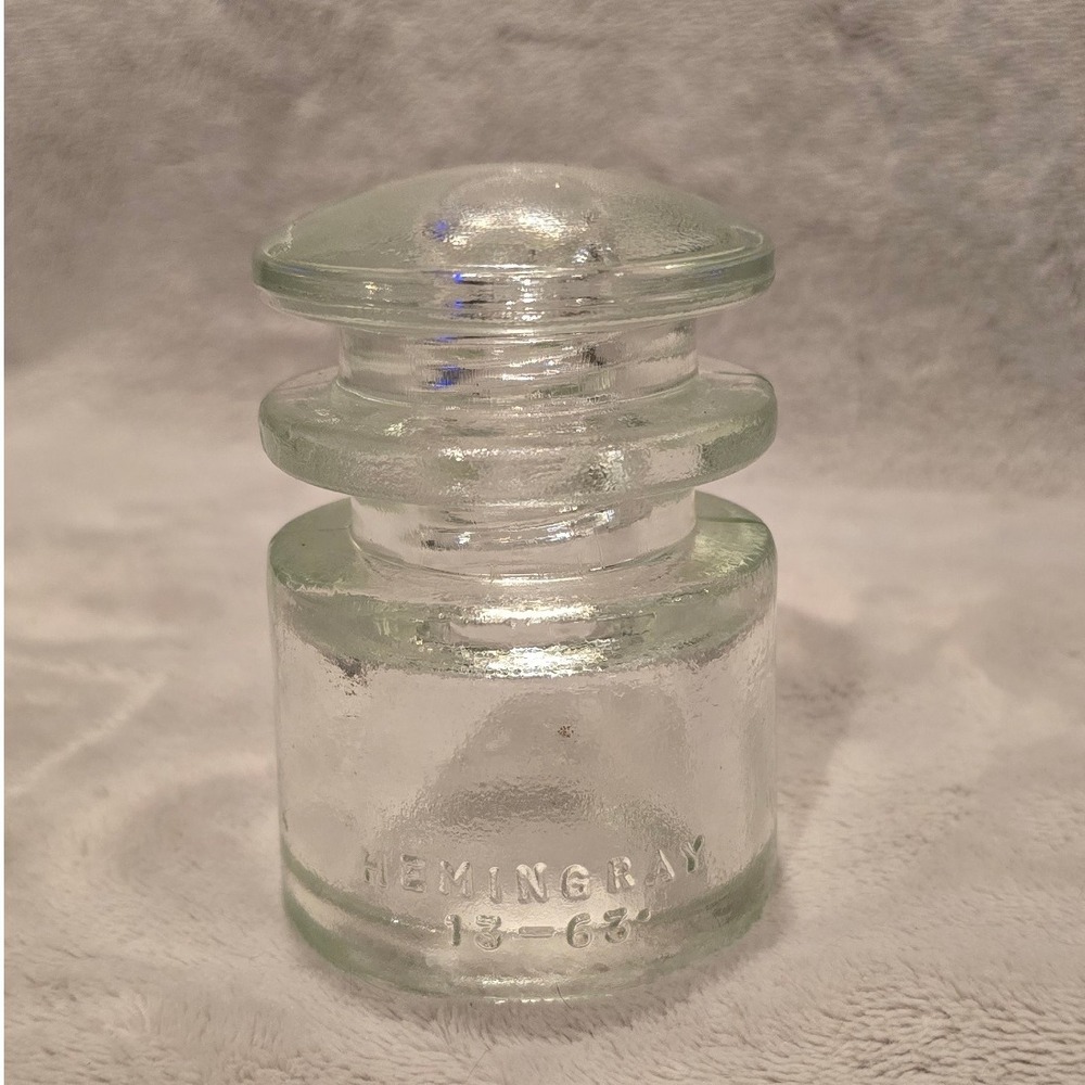 HEMINGRAY 13-62 Vintage Glass Electrical Insulator Clear TS Marked